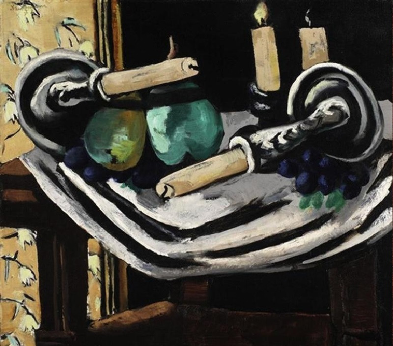 Naturaleza muerta con vela volcada de Max Beckmann